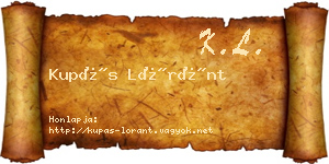Kupás Lóránt névjegykártya