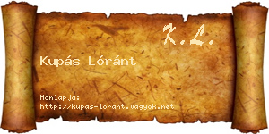 Kupás Lóránt névjegykártya